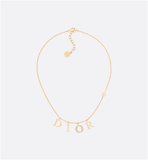 dior gold.chain|necklace that says Dior.